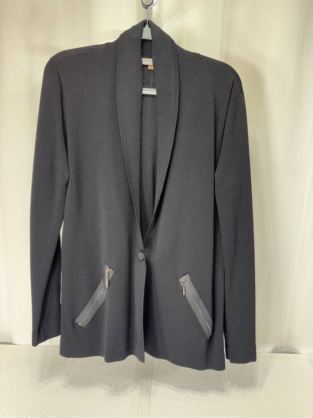 41 Hawthorn Black Shawl-Collar Blazer with Zip Pocket Accents 4239
